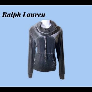 Ralph Lauren velvet sweatshirt front bag.
